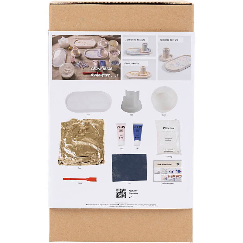 Load image into Gallery viewer, Creativ company https: www.cchobby.nl starter-hobbyset-hars-gieten-kandelaren-en-dienbladen-blauw-lichtroze-wit-1-doos
