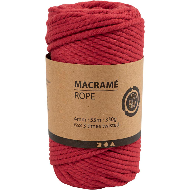 Afbeelding laden in galerijviewer, Http: www.cchobby.nl macrame-koord-l-55-m-d-4-mm-rood-330-gr-1-rol
