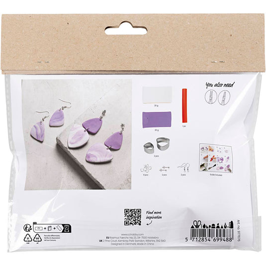 Creative company https: www.cchobby.nl mini-hobbyset-sieraden-gemarmerde-oorringen-lichtpaars-1-doos
