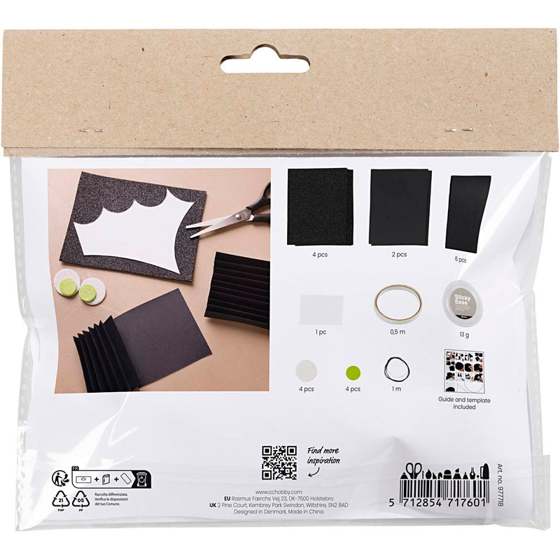 Afbeelding laden in galerijviewer, Https: www.cchobby.nl mini-hobbyset-decoraties-van-papier-vleermuizen-zwart-wit-1-doos

