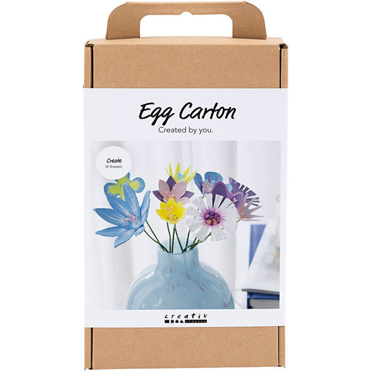 Creativ company hobbyset bloemen van eierdozen pastelkleuren
