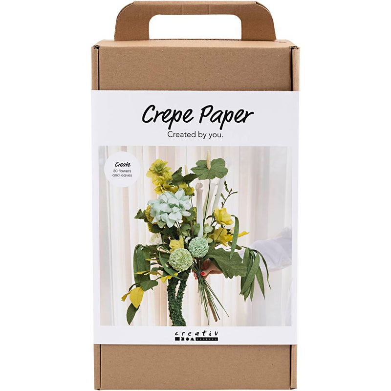 Load image into Gallery viewer, Creativ company https: www.cchobby.nl maxi-hobbyset-crepepapier-bloemenboeket-lichtgroen-donkergroen-pastel-groen-wit-1-doos
