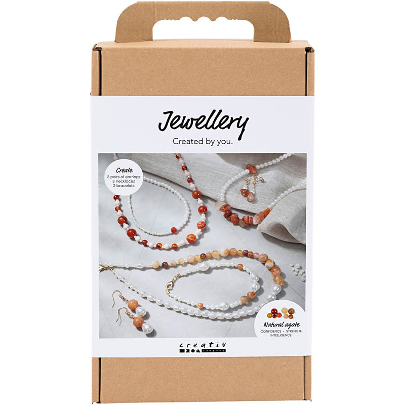 Load image into Gallery viewer, Creativ company hobbyset sieraden beige burnt orange wit parelmoer
