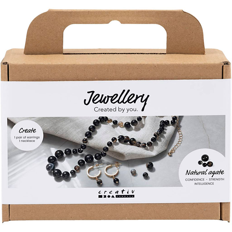 Load image into Gallery viewer, Creativ company mini hobbyset sieraden halsketting en oorbellen zwart en wit
