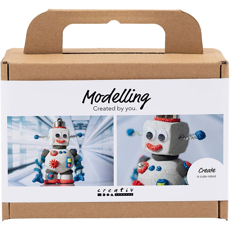 Afbeelding laden in galerijviewer, Creativ company https: www.cchobby.nl mini-hobbyset-boetseren-robot-blauw-grijs-rood-1-doos
