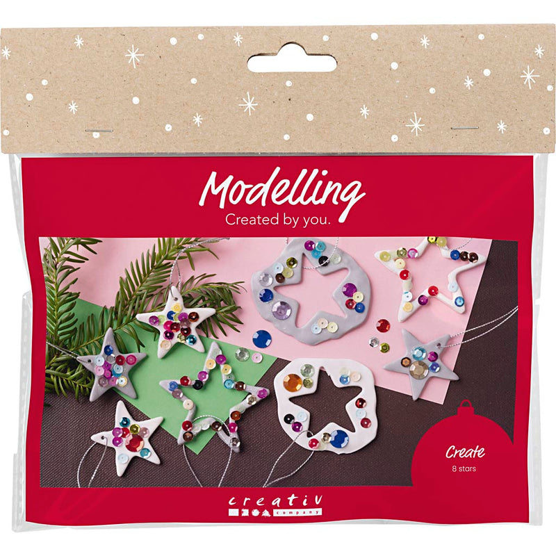 Load image into Gallery viewer, Creativ company mini hobbyset boetseren sterren zilver wit
