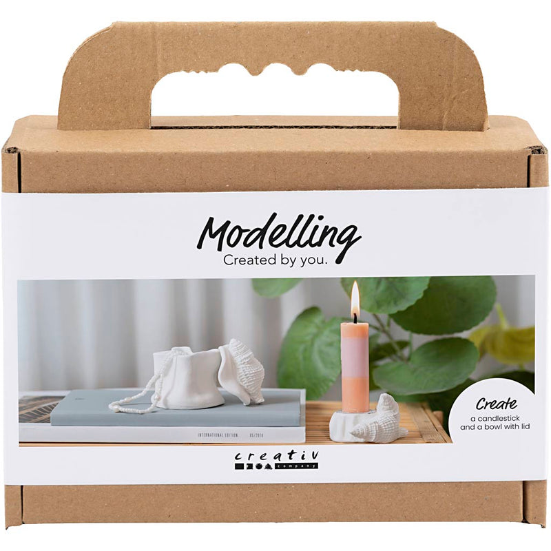 Load image into Gallery viewer, Creativ company mini hobbyset boetseren kandelaar met schelpen off white
