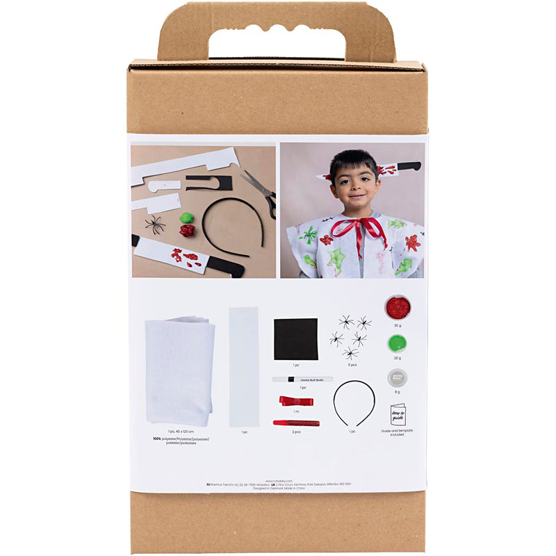 Load image into Gallery viewer, Https: www.cchobby.nl hobbyset-griezelige-verkleedkleding-cape-en-hoofdband-diverse-kleuren-1-doos
