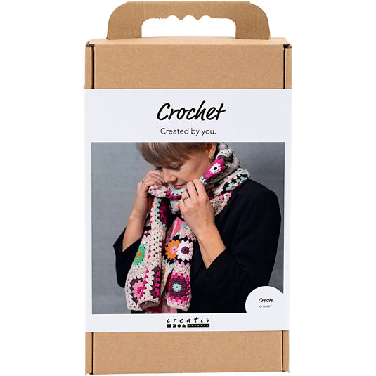 Creativ company hobbyset haken, sjaal, crème, warme kleuren, 1 doos