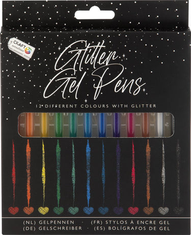 Craft sensations gelpennen glitter, 12st.