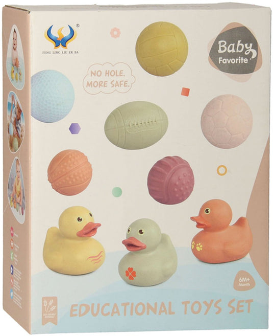 Badspeelgoed set met sensorische badballen badeendjes pastel
