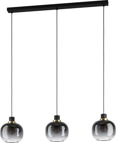 Eglo oilella hanglamp - e27 - 95 cm - smoke glas - zwart geelkoper