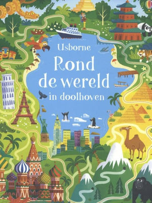 Merkloos sans marque rond de wereld in doolhoven. 5+