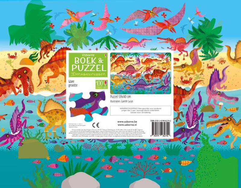 Afbeelding laden in galerijviewer, Usborne dinosaurussen boek en puzzel
