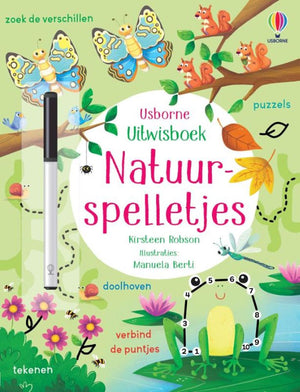 Natuurspelletjes uitwisboek. 3+