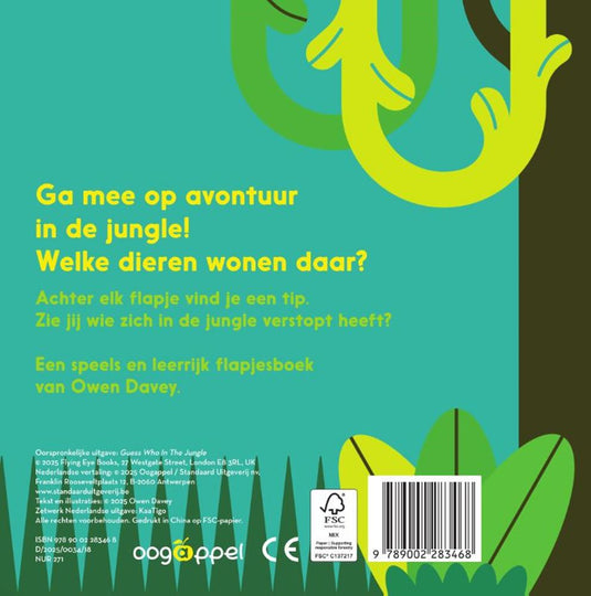 Kartonboek: wie is het? in de jungle 1+