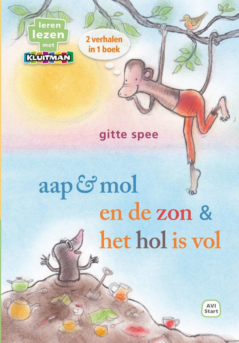 ギャラリービューアに画像をロードする, Kluitman aap mol en de zon het hol is vol, 2 verhalen in 1 boek (avi start)
