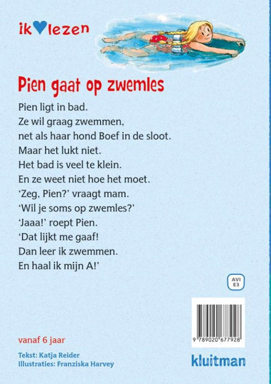Uitgeverij kluitman pien gaat op zwemles avi e3