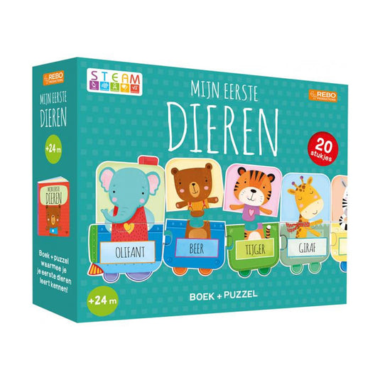 Rebo dieren - boek + puzzeltrein