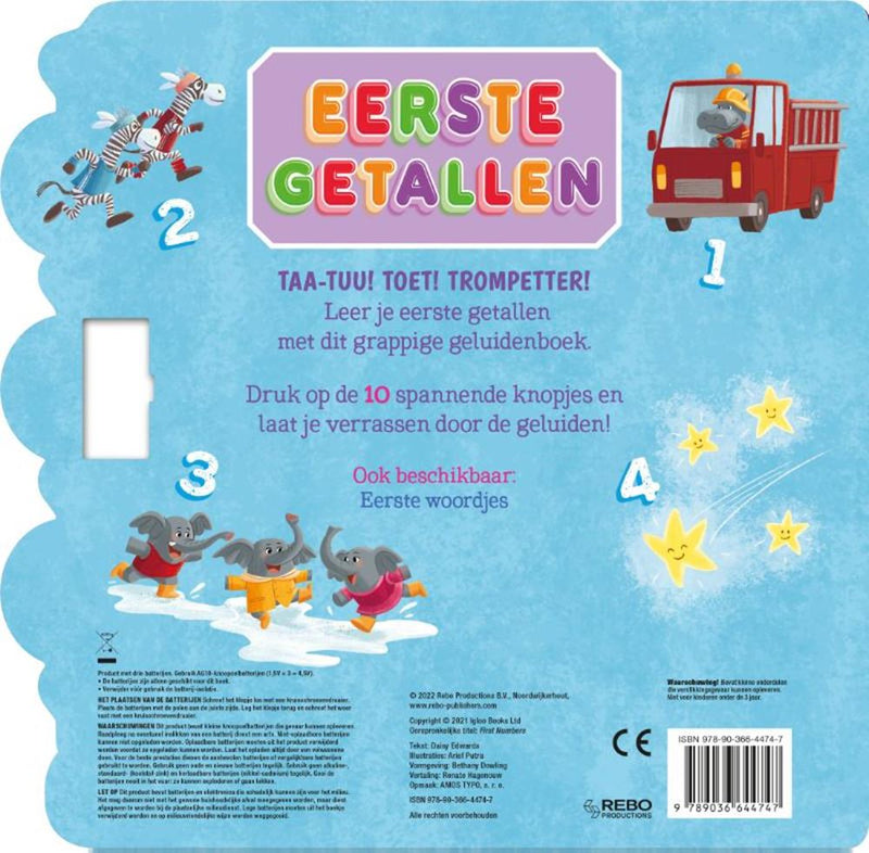 Afbeelding laden in galerijviewer, Rebo publishers geluidenboek: eerste getallen. 10 gel 3+
