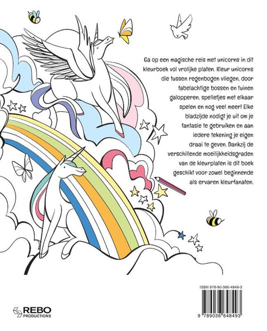 Merkloos sans marque kleurenboek - unicorns - fabelachtige designs