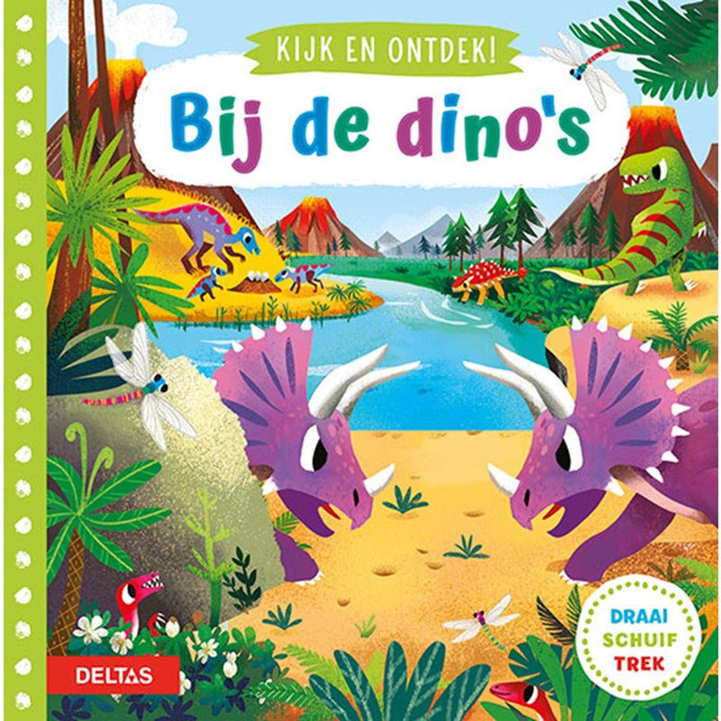 Load image into Gallery viewer, Deltas kijk en ontdek! - bij de dino&#39;s flapjesboek
