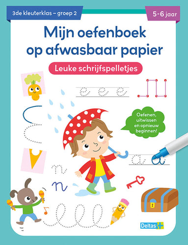 Deltas oefenboek afwasbaar papier leuke schrijfspelletjes (5-6 j.)