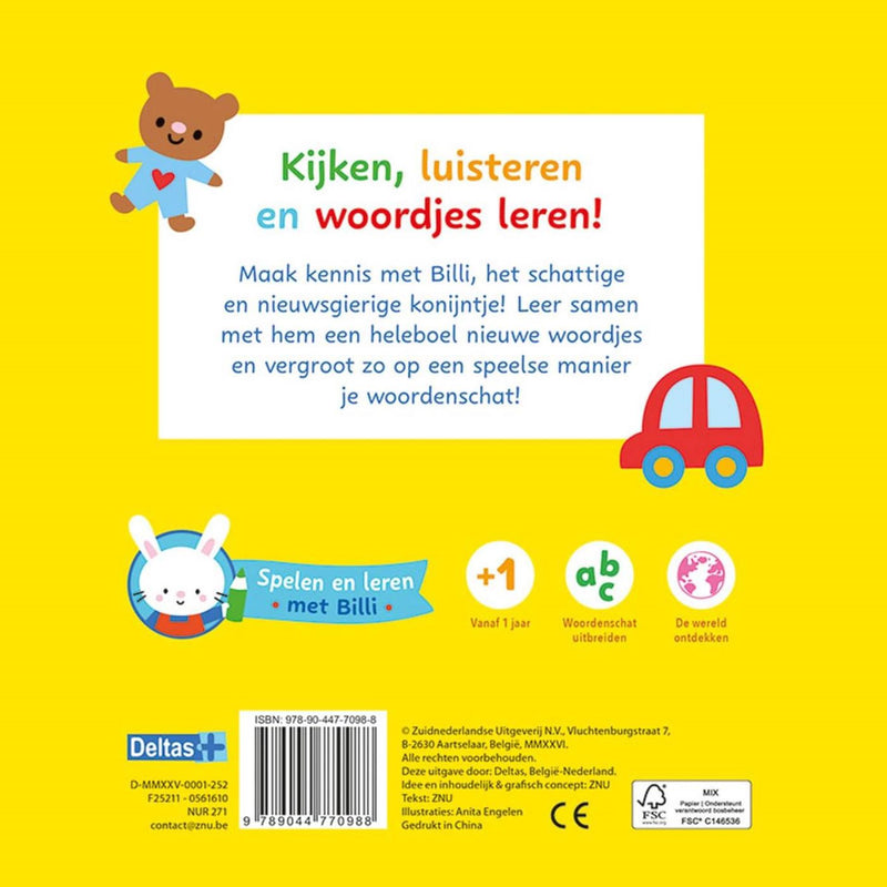 Afbeelding laden in galerijviewer, Deltas mijn allereerste woordenboek - spelen en leren met billi kartonboekje
