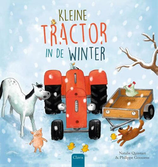 Kleine tractor in de winter. 3+