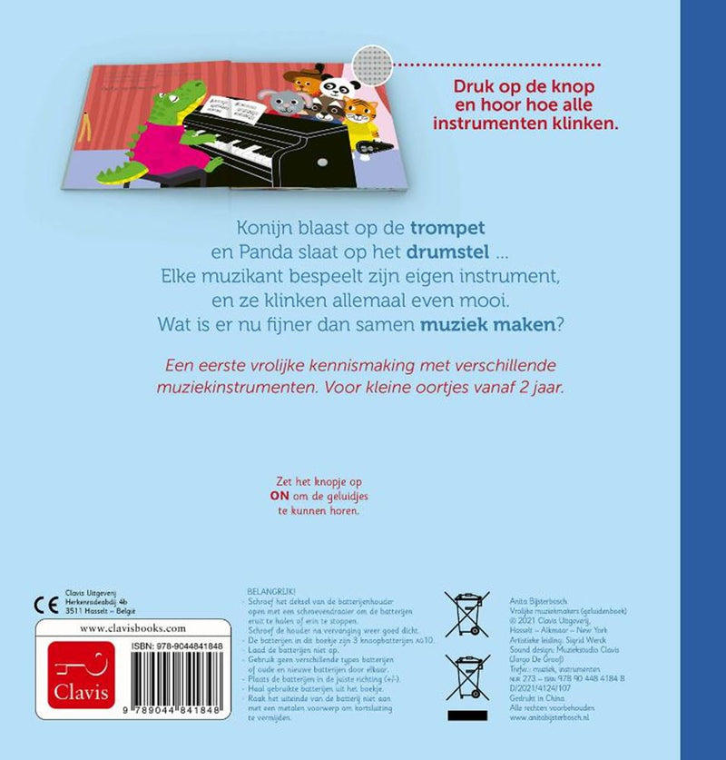 Afbeelding laden in galerijviewer, Geluidenboek: vrolijke muziekmakers. 2+
