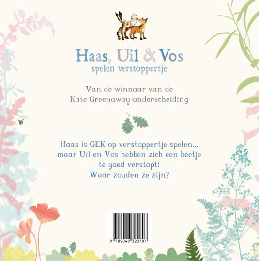 Haas, uil vos spelen verstoppertje. 3+