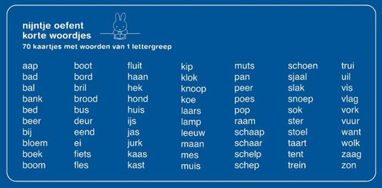 Centraal boekhuis oefenkaartjes nijntje oefent korte woordjes
