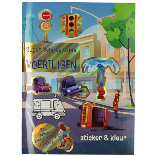 Kleur- en stickerboek voertuigen