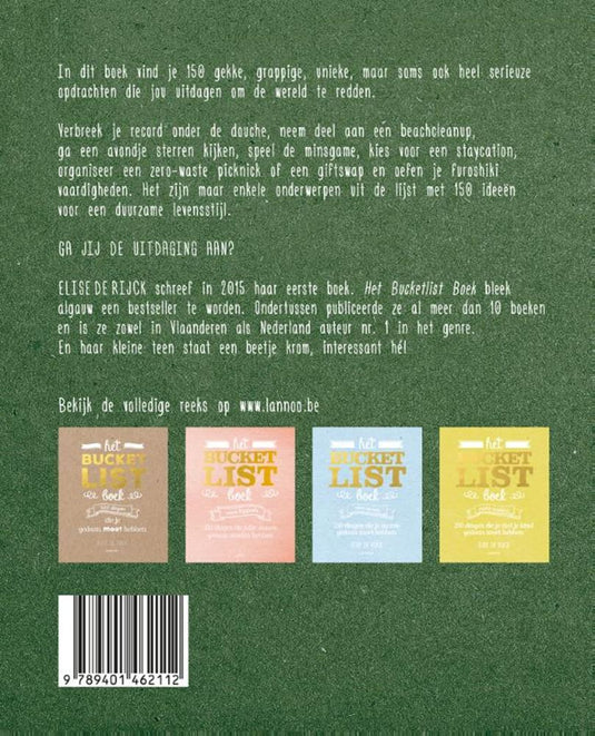Het bucketlistboek voor een groene werel