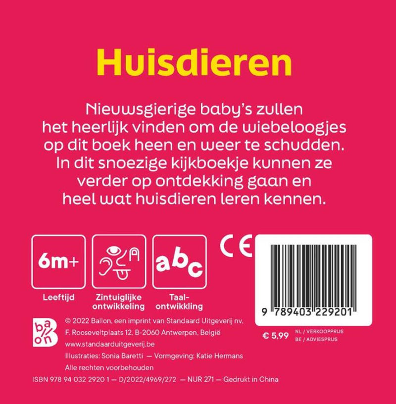 Afbeelding laden in galerijviewer, Standaard uitgeverij huisdieren, boek met wiebeloogjes. 0+
