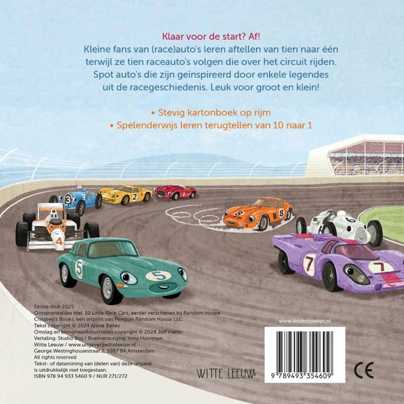 Afbeelding laden in galerijviewer, Kartonboek: tien kleine raceauto's 1+
