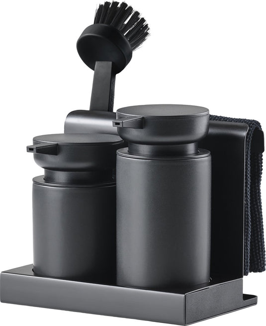 Zone denmark diish afwasset met duo zeepdispenser voor afwasmiddel en handzeep- keukenorganizer -black - afwas set
