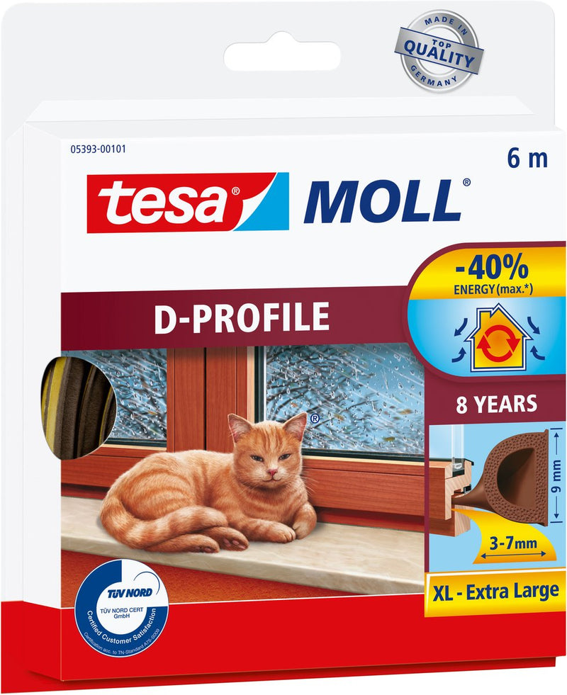 Afbeelding laden in galerijviewer, Tesa tochtstrip moll d-profiel rubber 6mx9mm bruin
