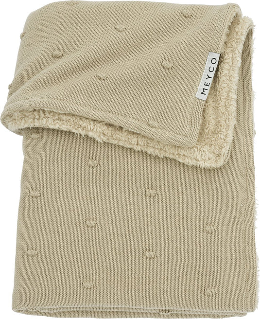 Meyco baby mini knots teddy ledikant deken - sand - 100x150cm - 2.0 tog