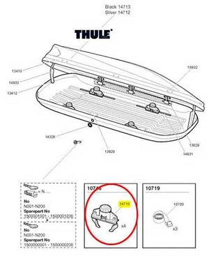 Thule touring fastclick roof box clamp reserveonderdeel zwart