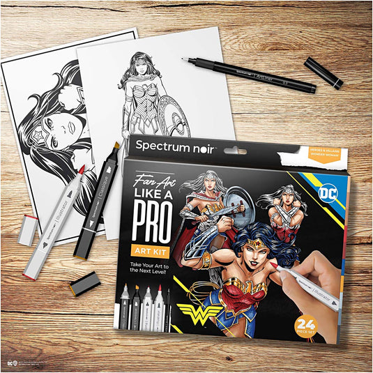 Creativ company hobbyset illustratie stripboekhelden wonder woman kleurset