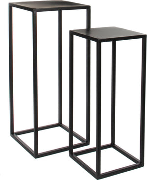 Mica decorations bijzettafels goa - 2 stuks - metaal - zwart - 70 cm - plantenhouder plantentafel - woonaccessoires