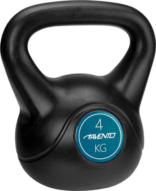 Avento kettlebell - 4 kg - zwart - breed handvat