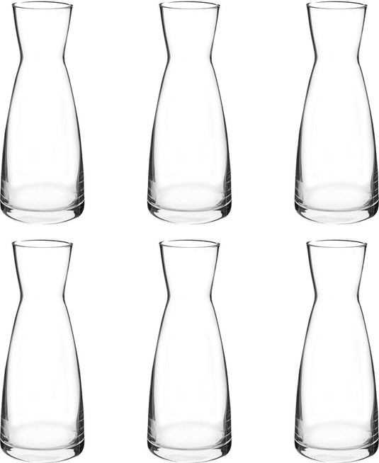 Bormioli rocco set van 6 karaffen - 1l - glas - hoogwaardig glazen schenkflessen voor drankjes en sap