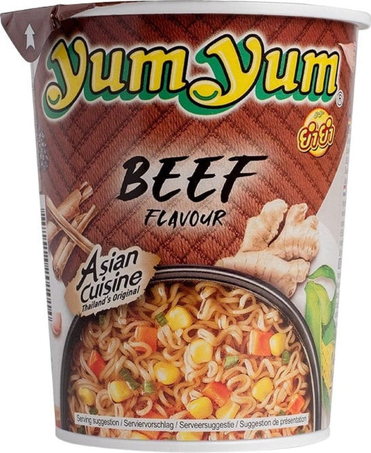 Yum yum instant cupnoedels rundvlees - 12 x 70gr - voordeelverpakking