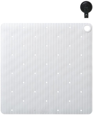 Sealskin ribb - antislip douchemat 55x55 cm - wit - inclusief zwarte haak