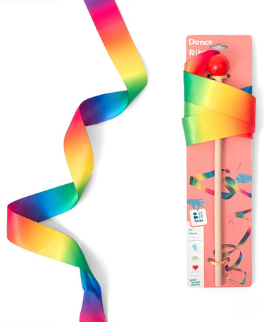 Bs toys danslint aan stok voor kinderen - gymnastieklint, turnlint - regenboog - 2 meter