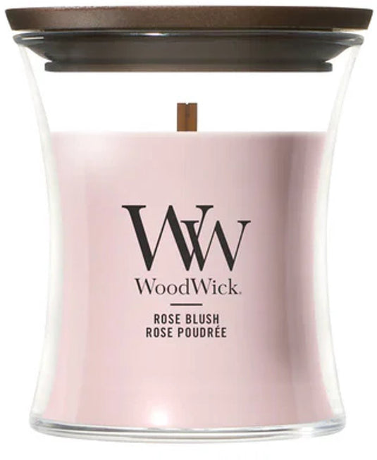 Woodwick hourglass - rose blush - mini geurkaars - tot 30 branduren