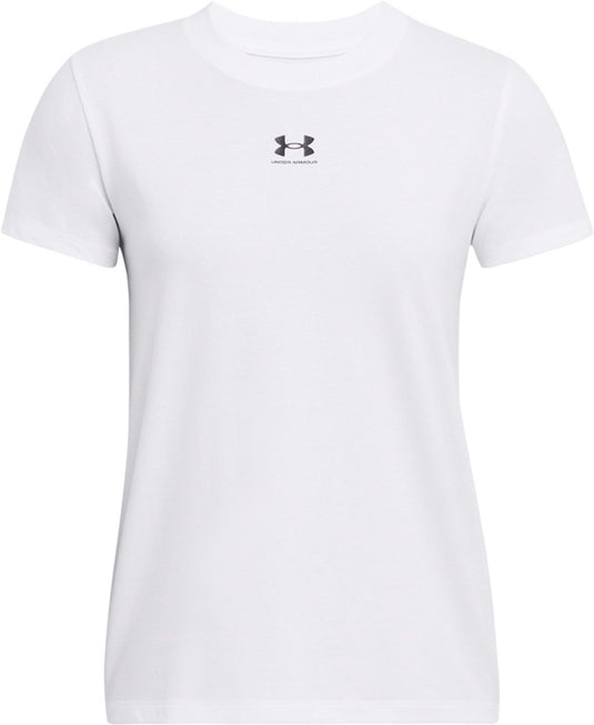 Under armour ua rival core ss-wht dames sportshirt - wit - zwart