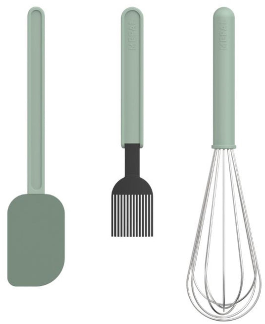 Mepal bakset 3-delig (spatel groot + kwast + garde groot) chef it - set voor bakkers - hittebestendig - vaatwasmachinebestendig - keukengerei - nordic sage
